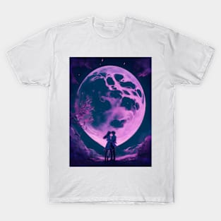 Anime couple in moon night valentine's day gift T-Shirt